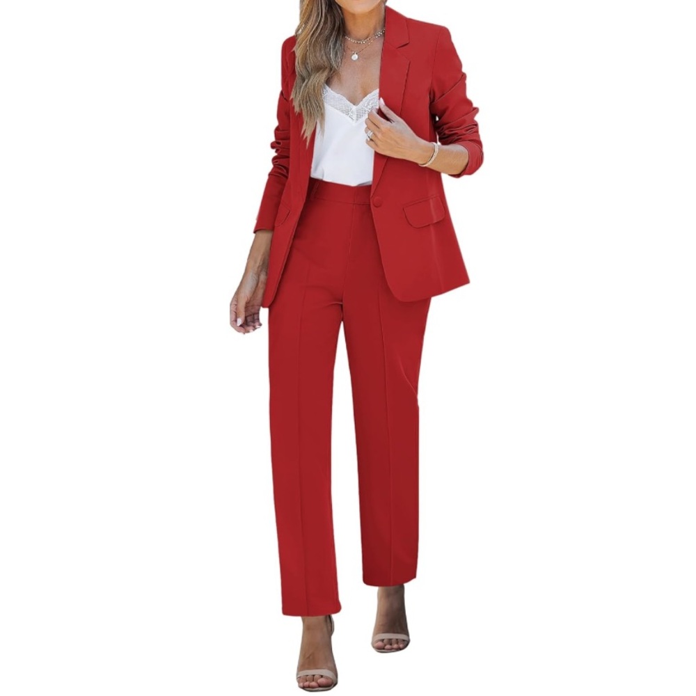 NWT Women's Suit 2 Piece Set Office Blazer and High Waist Pants Dressy Outfit - Picture 1 of 16